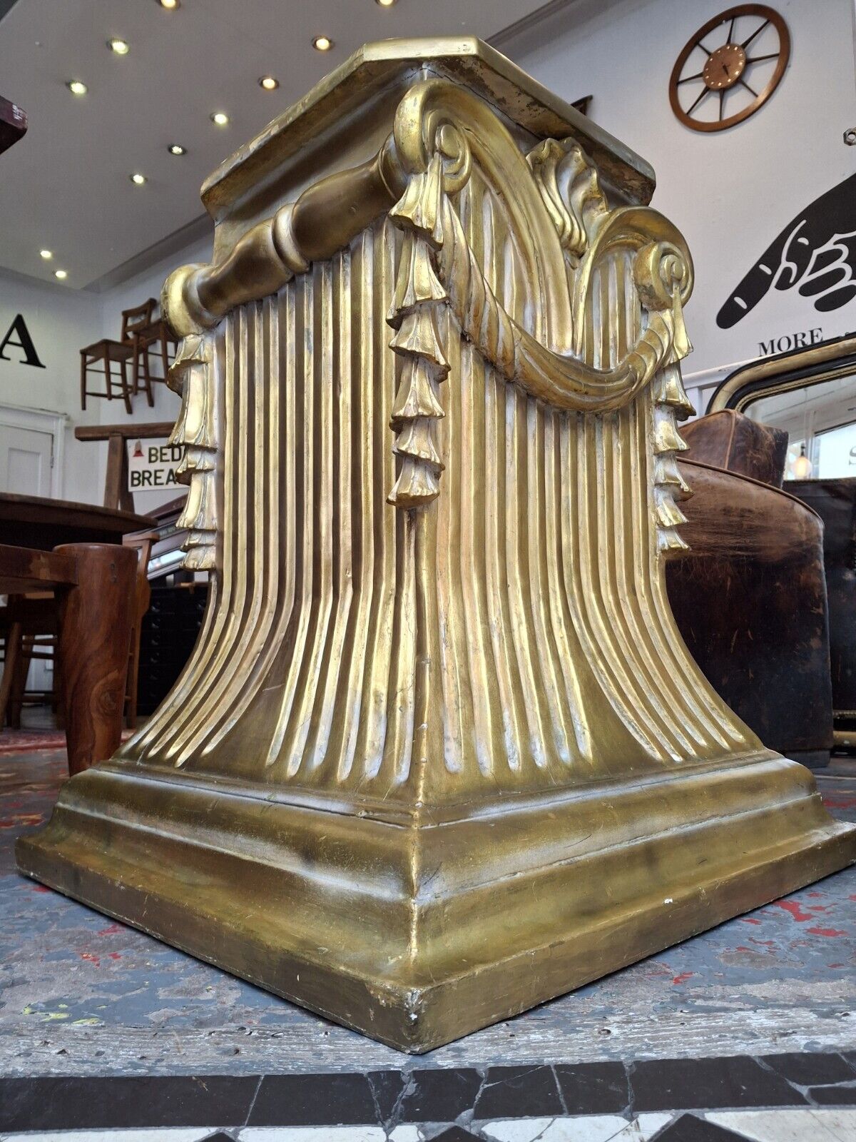 Late 19th Century Hand Carved Gilt Wood Plinth/Display Stand. Antique/Lamp Table
