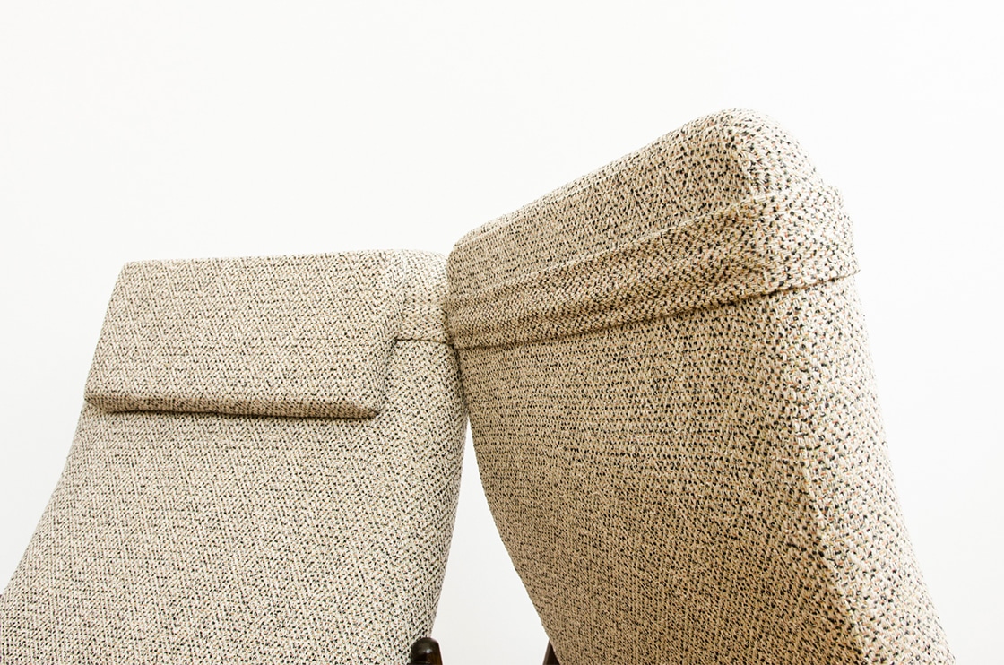 Pair Of “Gfm64”High Back Armchairs By Edmund Homa, Poland, 1960s