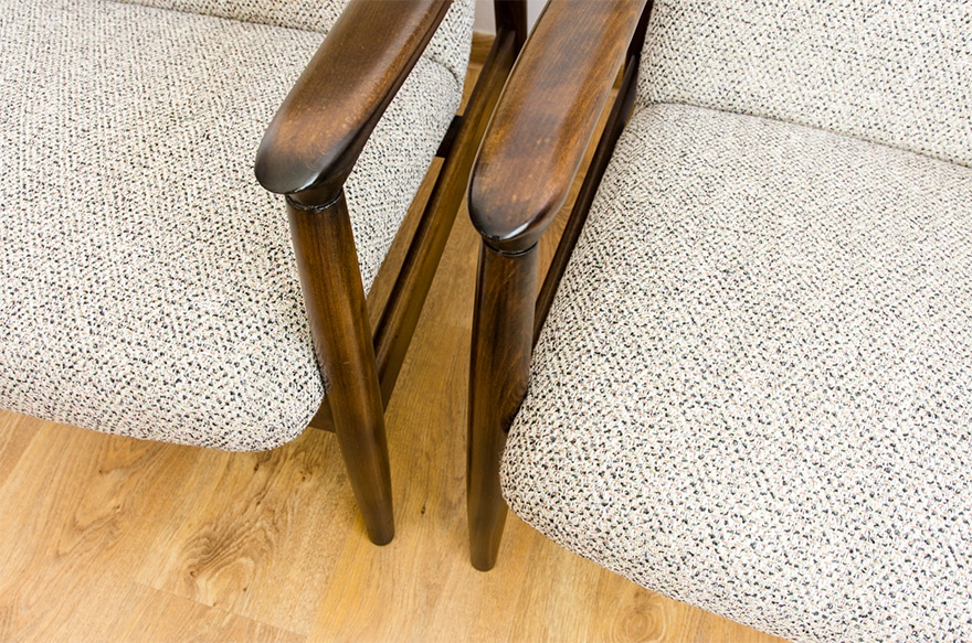 Pair Of “Gfm64”High Back Armchairs By Edmund Homa, Poland, 1960s