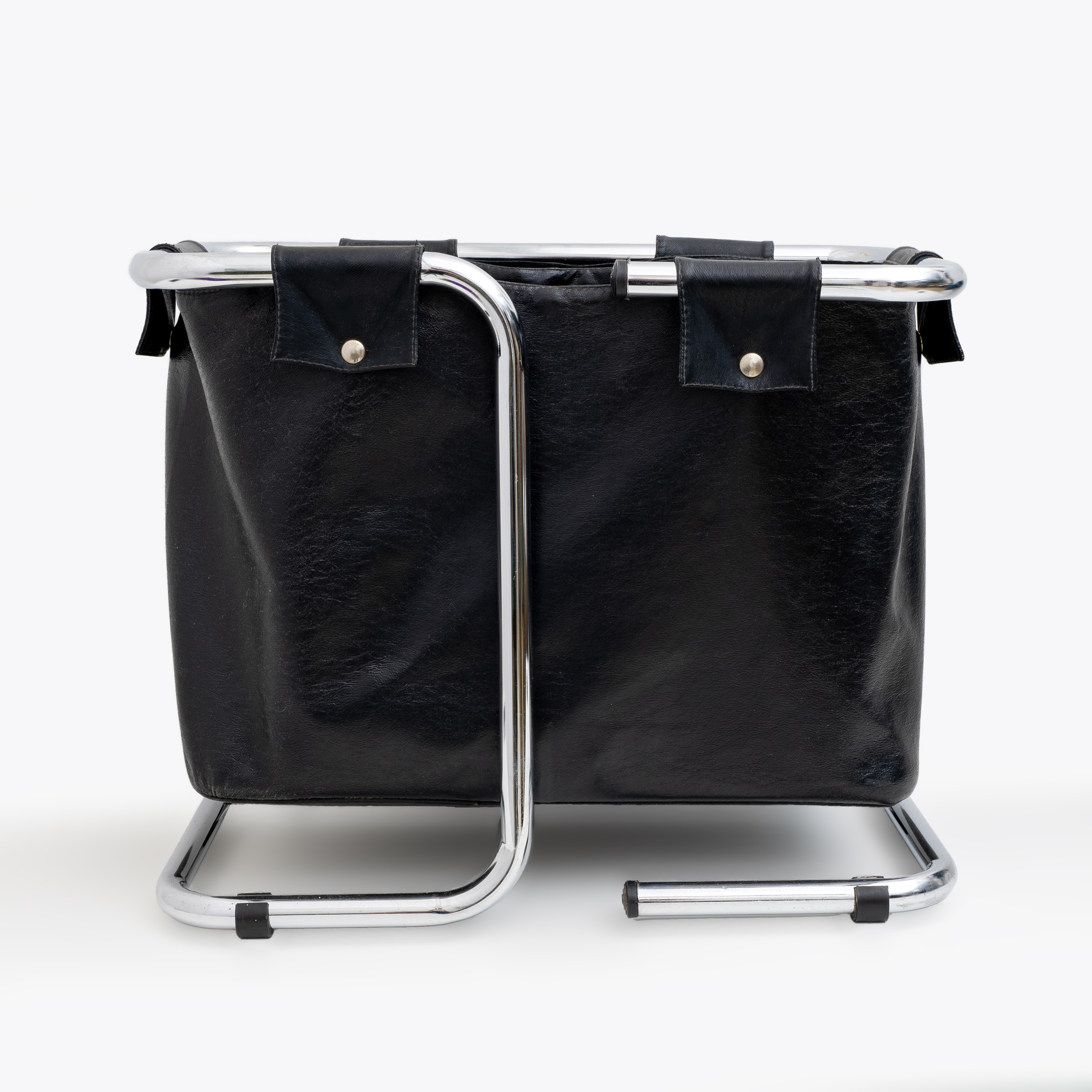 Marcel Breuer leather and Chromed Steel Magazine Rack, 1970s