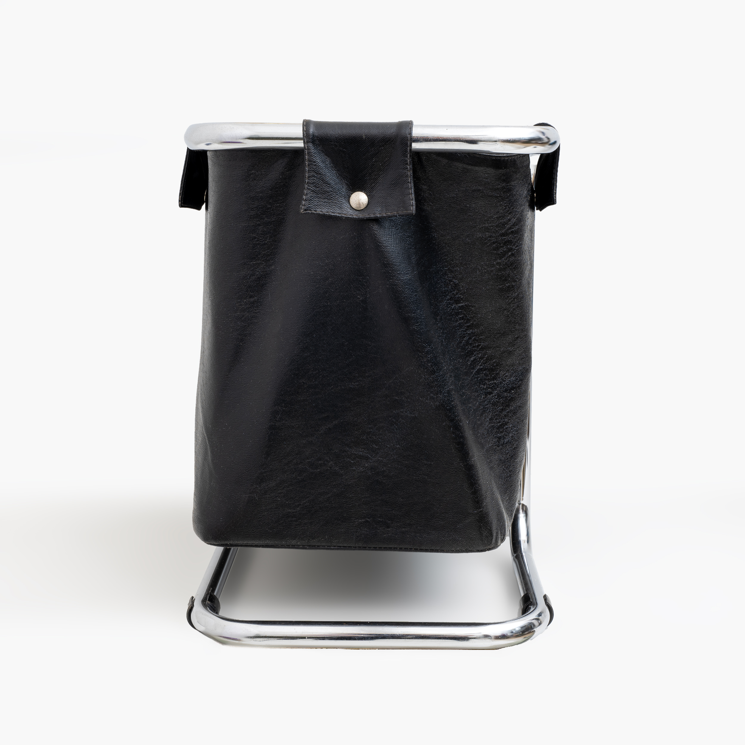 Marcel Breuer leather and Chromed Steel Magazine Rack, 1970s