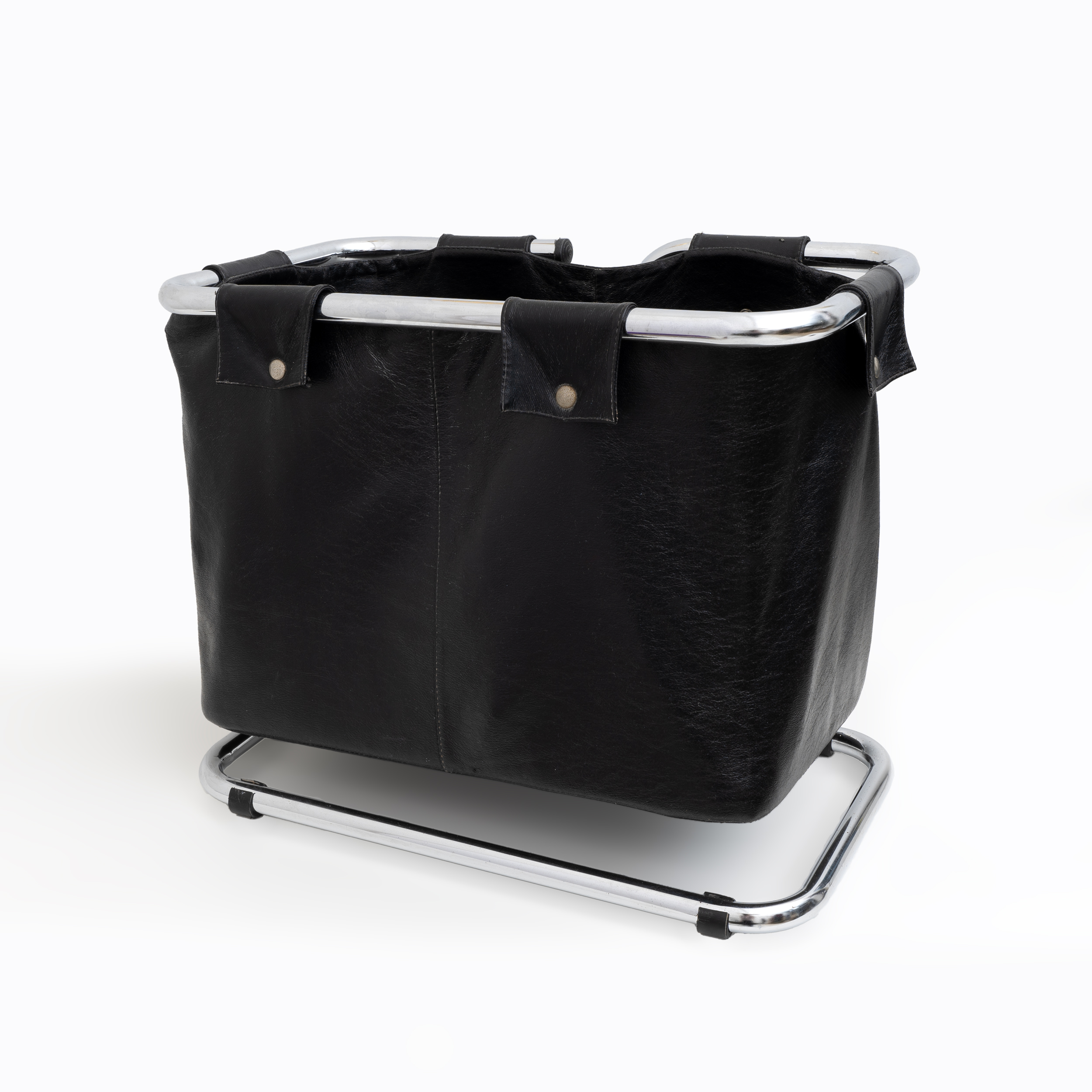Marcel Breuer leather and Chromed Steel Magazine Rack, 1970s