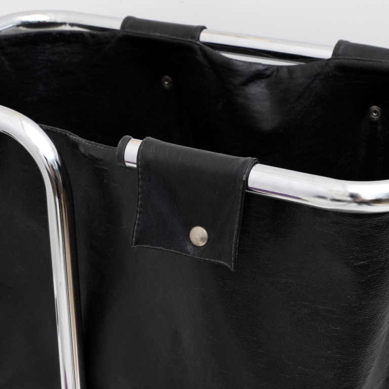 Marcel Breuer leather and Chromed Steel Magazine Rack, 1970s - Image 7
