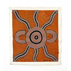 Rare Vintage Aboriginal Dot Painting Acrylic On Canvas By Bill Wallace Of The Kamilaroi People, North West N.S.W. Australia, Signed And Dated '98.