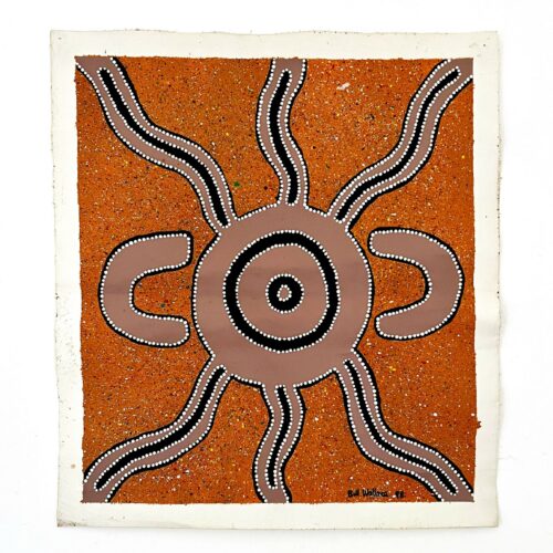 Rare Vintage Aboriginal Dot Painting Acrylic On Canvas By Bill Wallace Of The Kamilaroi People, North West N.S.W. Australia, Signed And Dated '98.