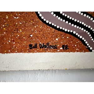 Rare Vintage Aboriginal Dot Painting Acrylic On Canvas By Bill Wallace Of The Kamilaroi People, North West N.S.W. Australia, Signed And Dated '98.