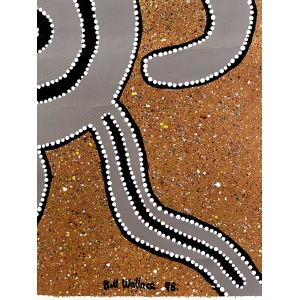 Rare Vintage Aboriginal Dot Painting Acrylic On Canvas By Bill Wallace Of The Kamilaroi People, North West N.S.W. Australia, Signed And Dated '98.