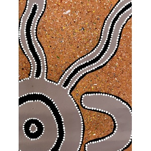Rare Vintage Aboriginal Dot Painting Acrylic On Canvas By Bill Wallace Of The Kamilaroi People, North West N.S.W. Australia, Signed And Dated '98.