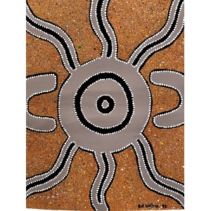 Rare Vintage Aboriginal Dot Painting Acrylic On Canvas By Bill Wallace Of The Kamilaroi People, North West N.S.W. Australia, Signed And Dated '98.