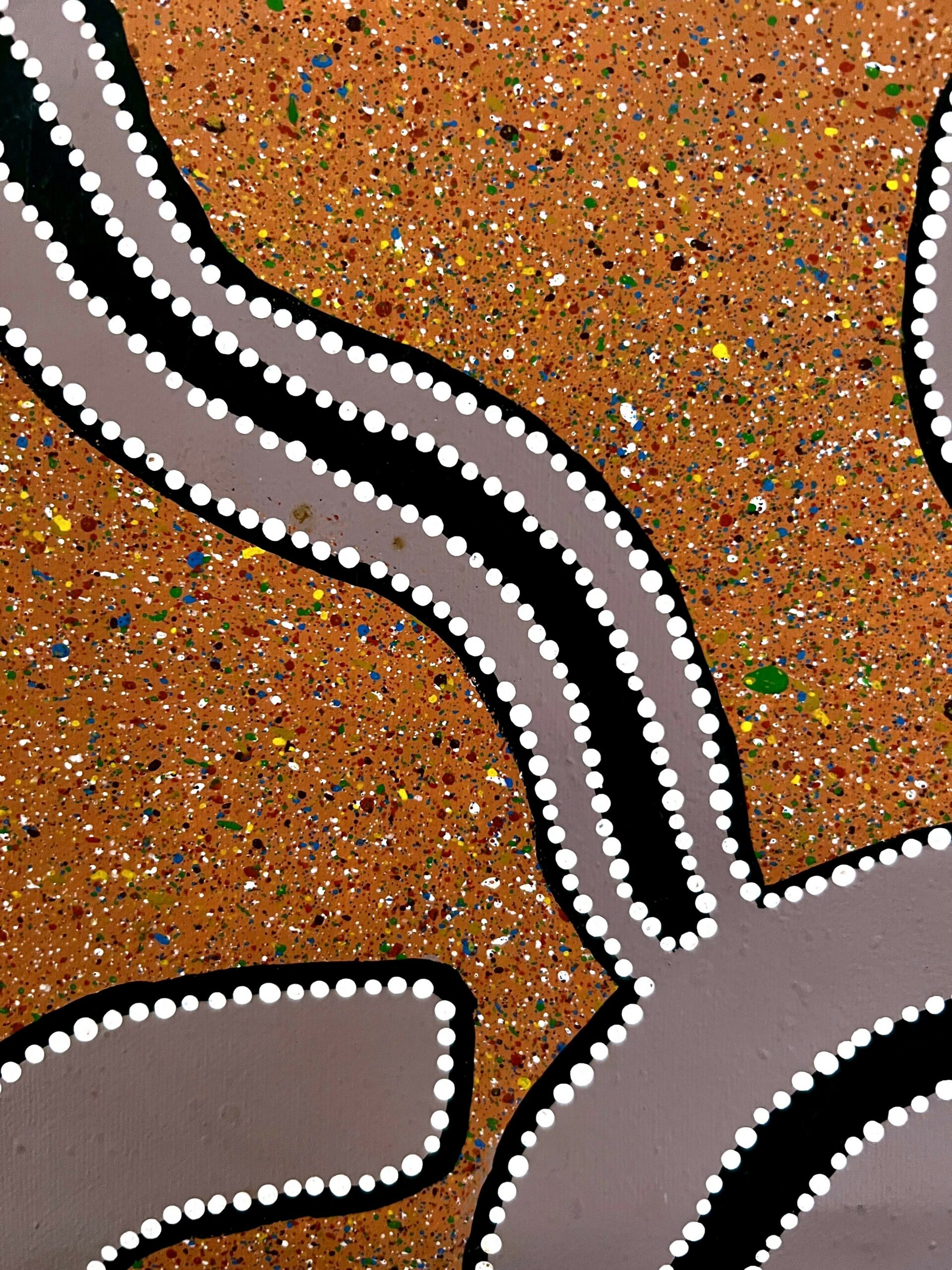 Rare Vintage Aboriginal Dot Painting Acrylic On Canvas By Bill Wallace Of The Kamilaroi People, North West N.S.W. Australia, Signed And Dated '98.