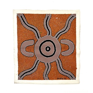 Rare Vintage Aboriginal Dot Painting Acrylic On Canvas By Bill Wallace Of The Kamilaroi People, North West N.S.W. Australia, Signed And Dated '98.