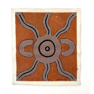 Rare Vintage Aboriginal Dot Painting Acrylic On Canvas By Bill Wallace Of The Kamilaroi People, North West N.S.W. Australia, Signed And Dated '98.