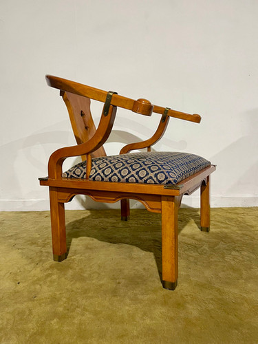 Reproduction Chinese Style Brass Bound Arm Chair