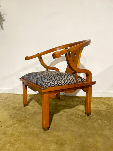 Reproduction Chinese Style Brass Bound Arm Chair