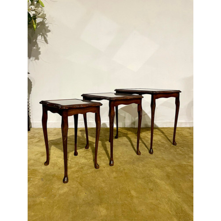 Reproduction Mahogany Nest Of Three Tables
