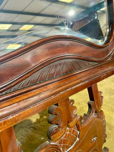 Victorian Ornate Mahogany Framed Bevel Edged Wall Mirror