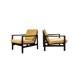 Pair Of Orange B-7522 Armchairs By Zenon Bączyk, Poland, 1960’S