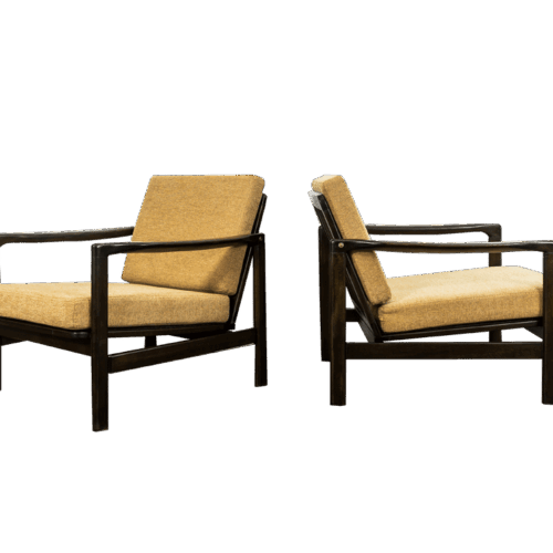 Pair Of Orange B-7522 Armchairs By Zenon Bączyk, Poland, 1960’S