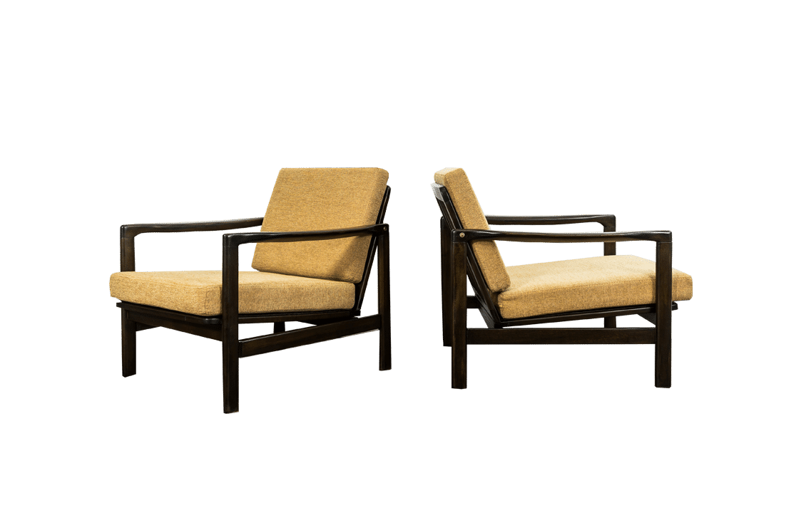 Pair Of Orange B-7522 Armchairs By Zenon Bączyk, Poland, 1960’S