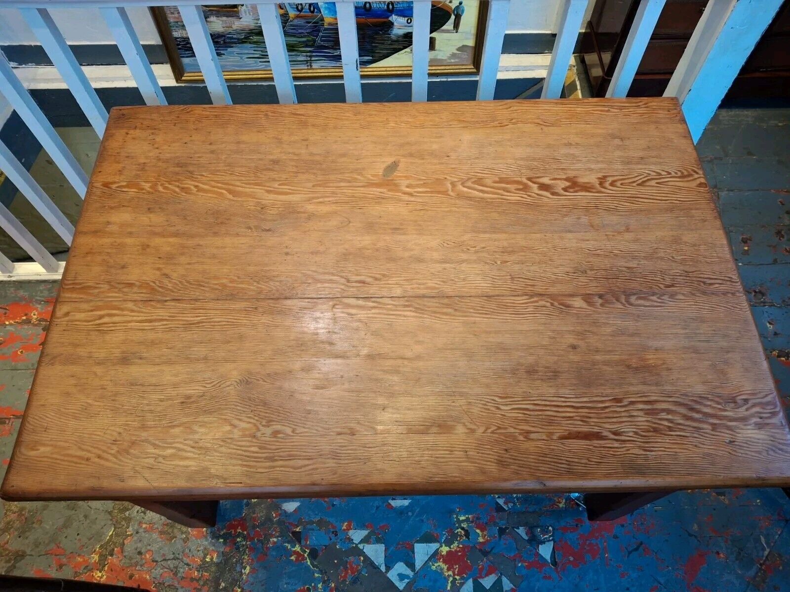 1940's POW Made Bakers/Prep/Dining Table In Pitch Pine. Vintage/Interiors/WW2.