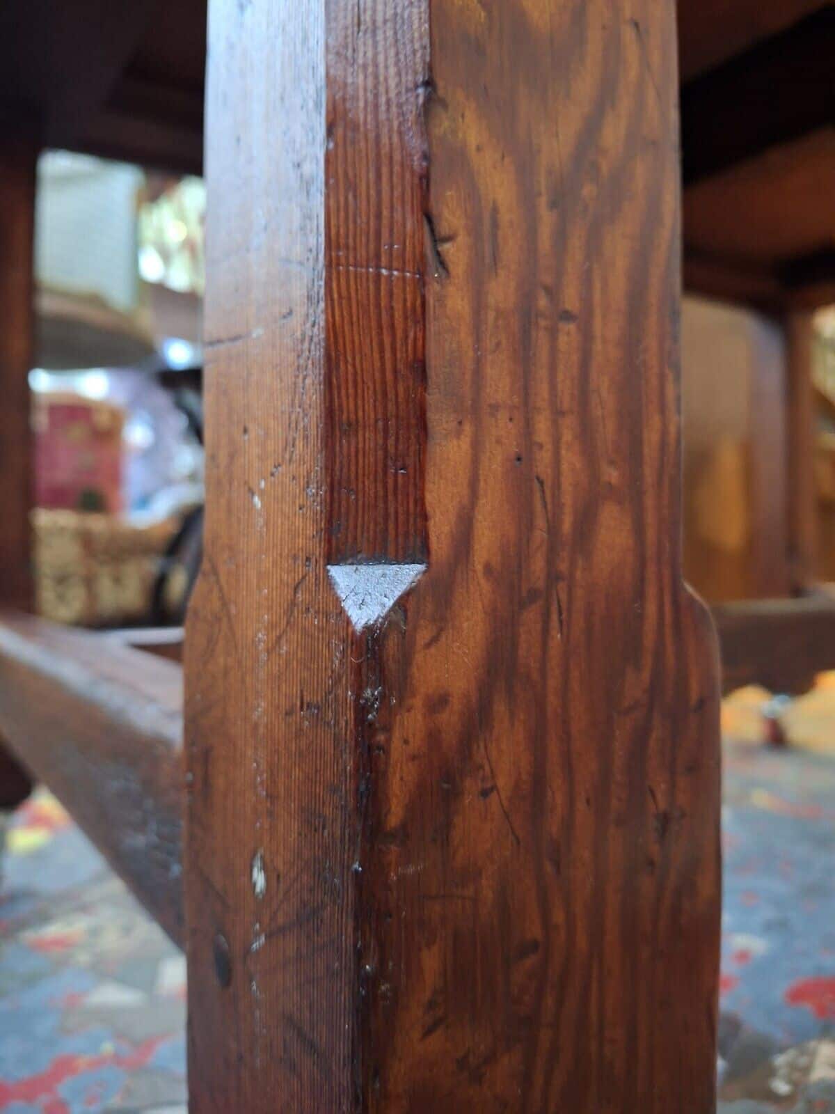 1940's POW Made Bakers/Prep/Dining Table In Pitch Pine. Vintage/Interiors/WW2.