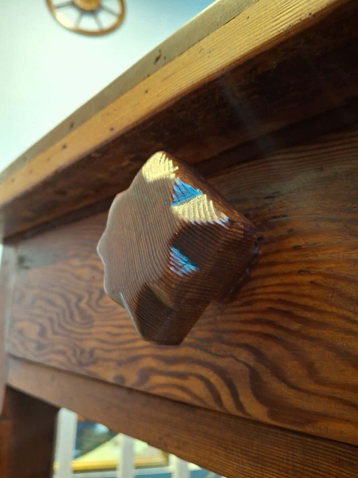 1940's POW Made Bakers/Prep/Dining Table In Pitch Pine. Vintage/Interiors/WW2.