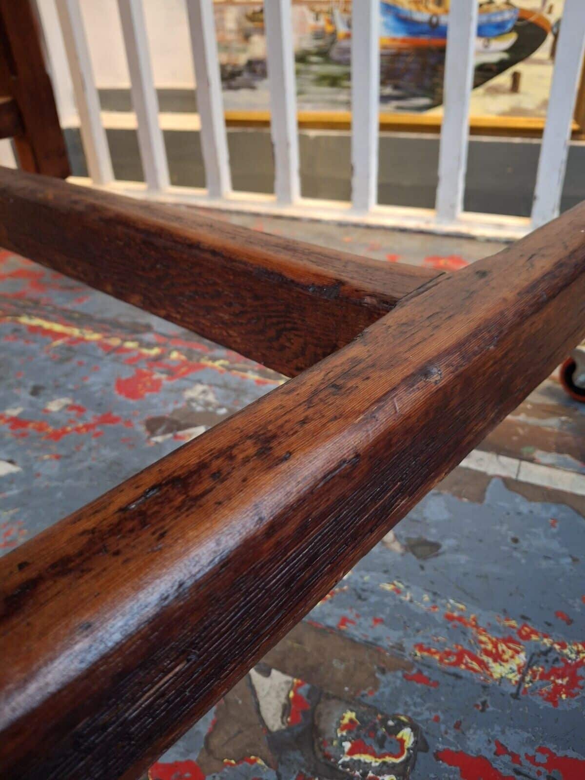 1940's POW Made Bakers/Prep/Dining Table In Pitch Pine. Vintage/Interiors/WW2.