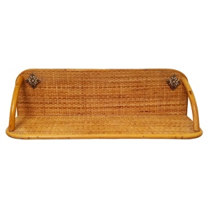1960s Gorgeous Bamboo and Rattan Mirror and Console. Made in Italy