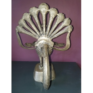 Brass peacock panch aarti/oil lamp