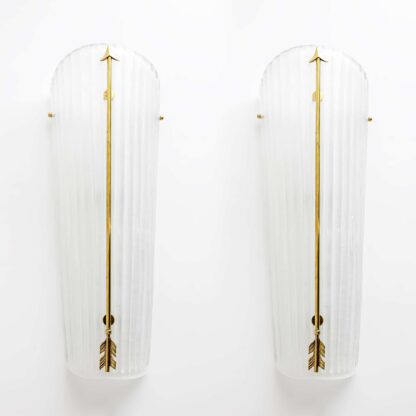 Pair of Mid-century Modern Style Italian Murano Glass and Brass Sconces - Image 2
