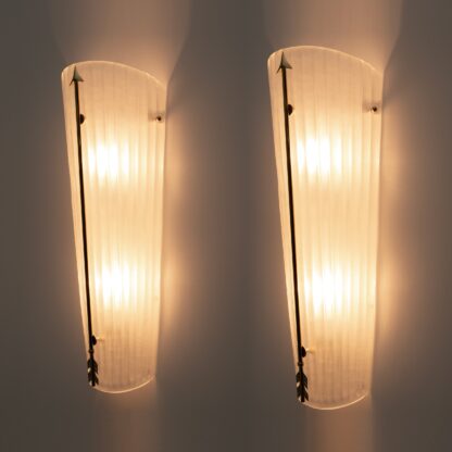 Pair of Mid-century Modern Style Italian Murano Glass and Brass Sconces - Image 3
