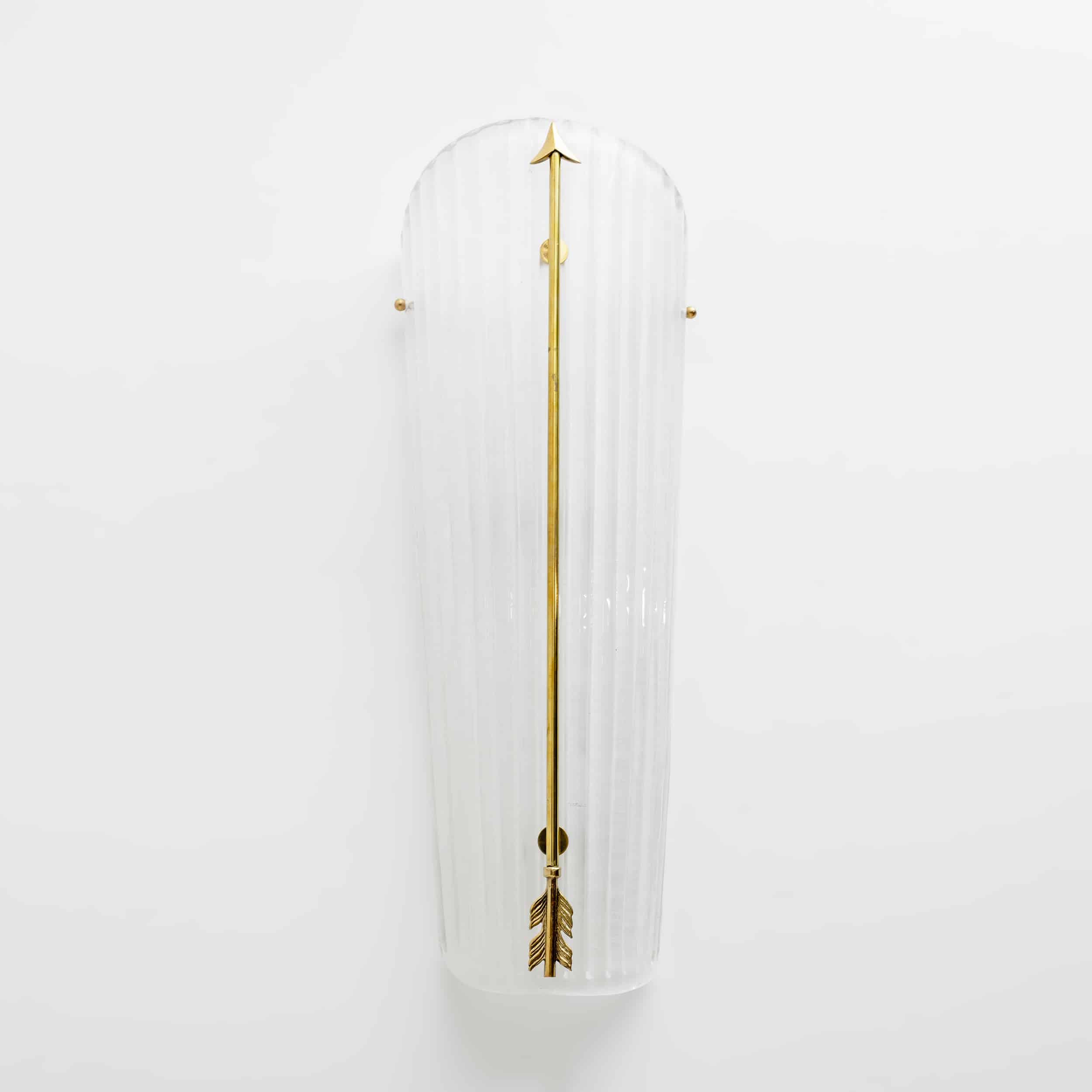 Pair of Mid-century Modern Style Italian Murano Glass and Brass Sconces