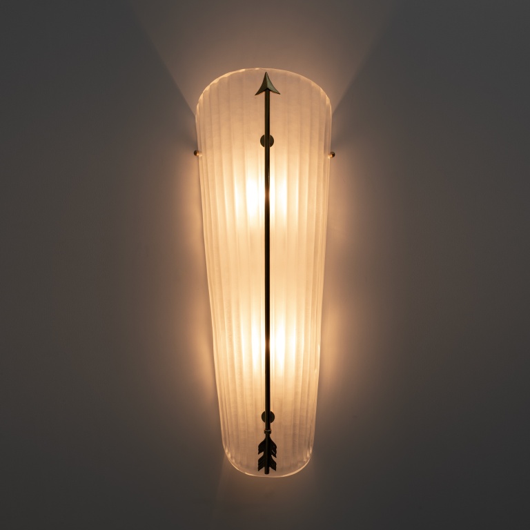 Pair of Mid-century Modern Style Italian Murano Glass and Brass Sconces - Image 5