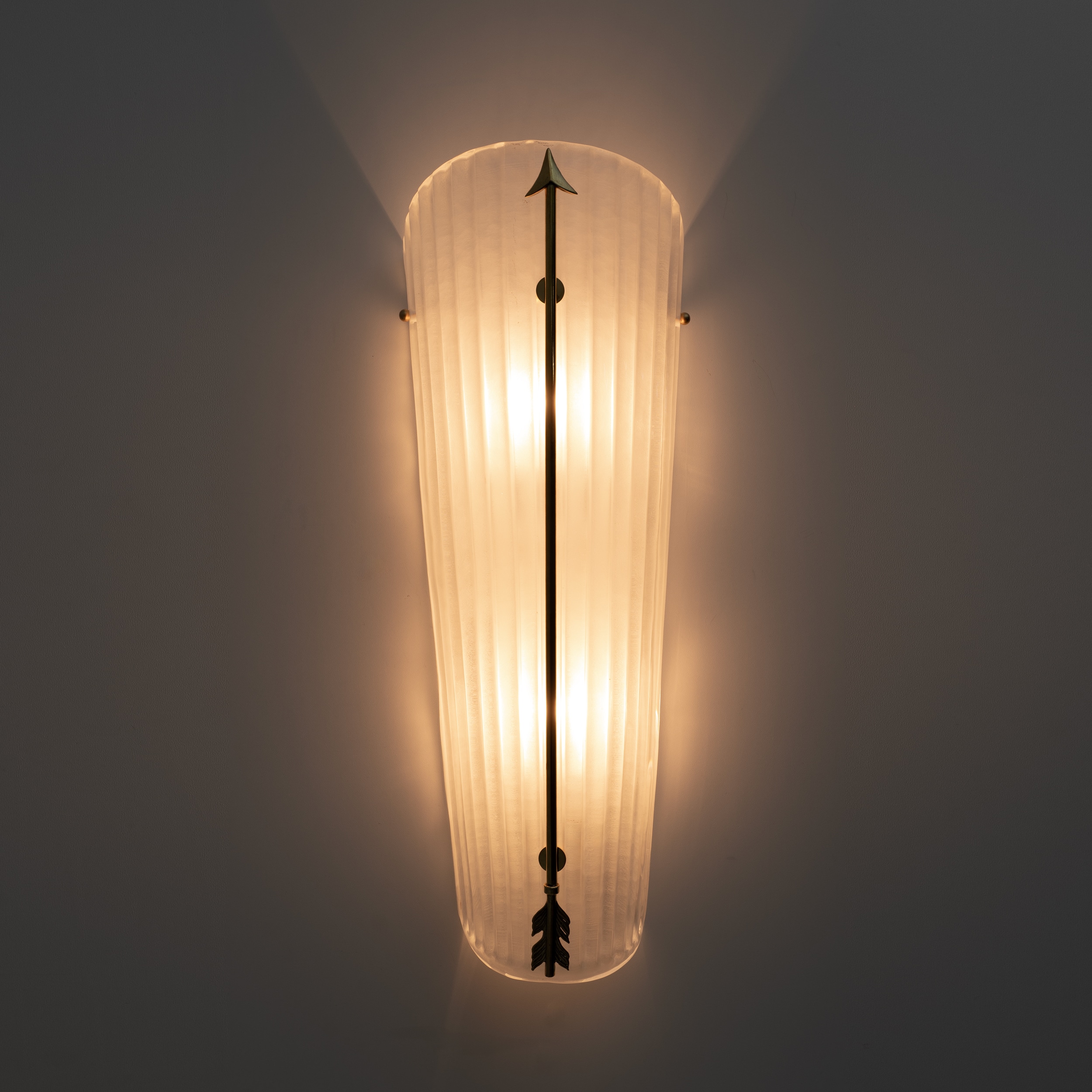 Pair of Mid-century Modern Style Italian Murano Glass and Brass Sconces