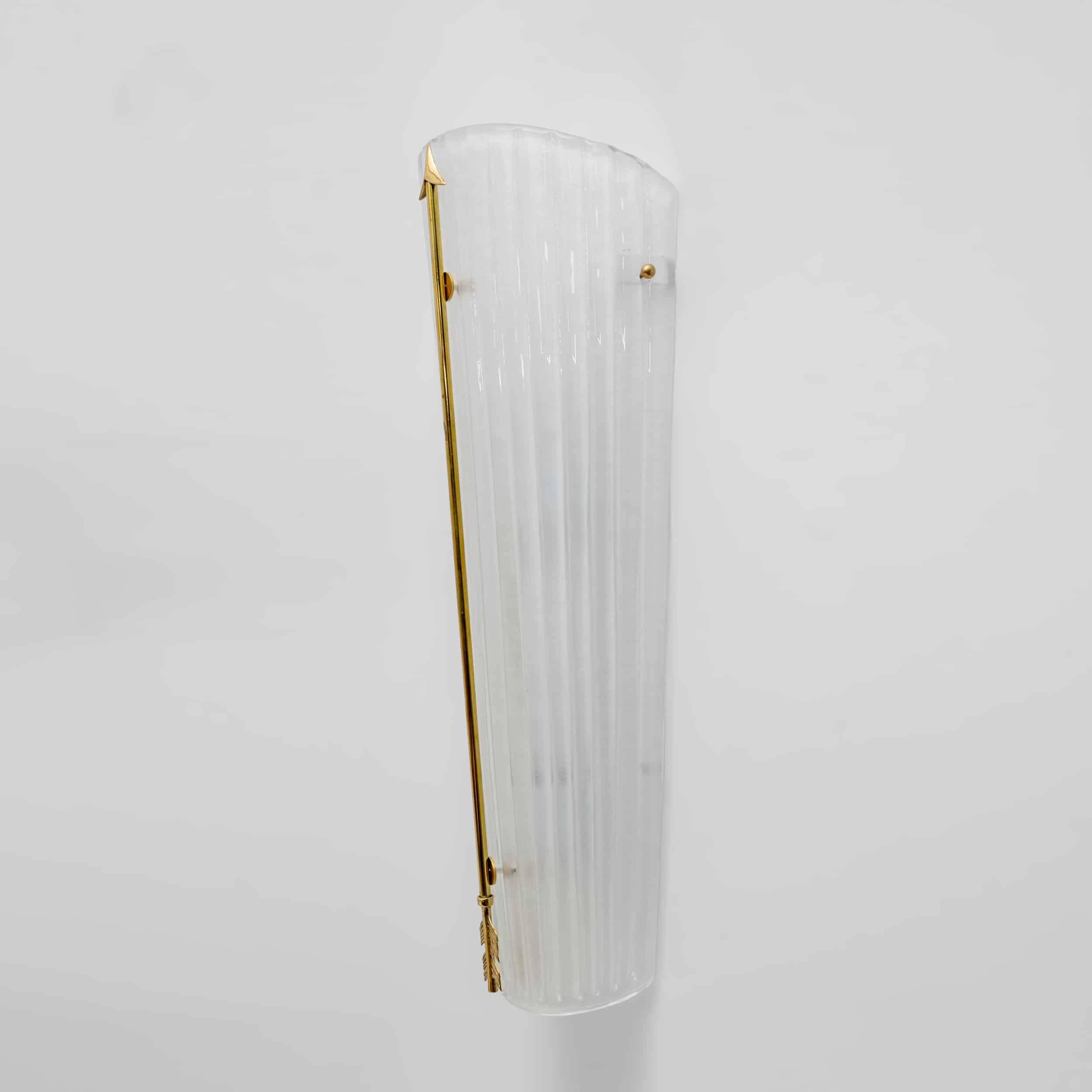 Pair of Mid-century Modern Style Italian Murano Glass and Brass Sconces