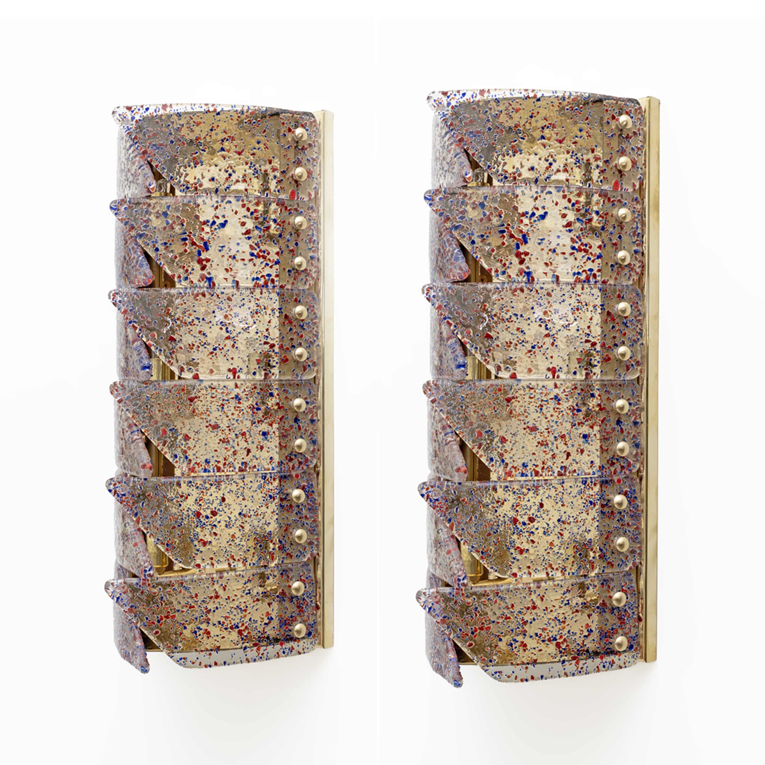 Pair of Mid-century Modern Style Italian Murano Glass and Brass Sconces