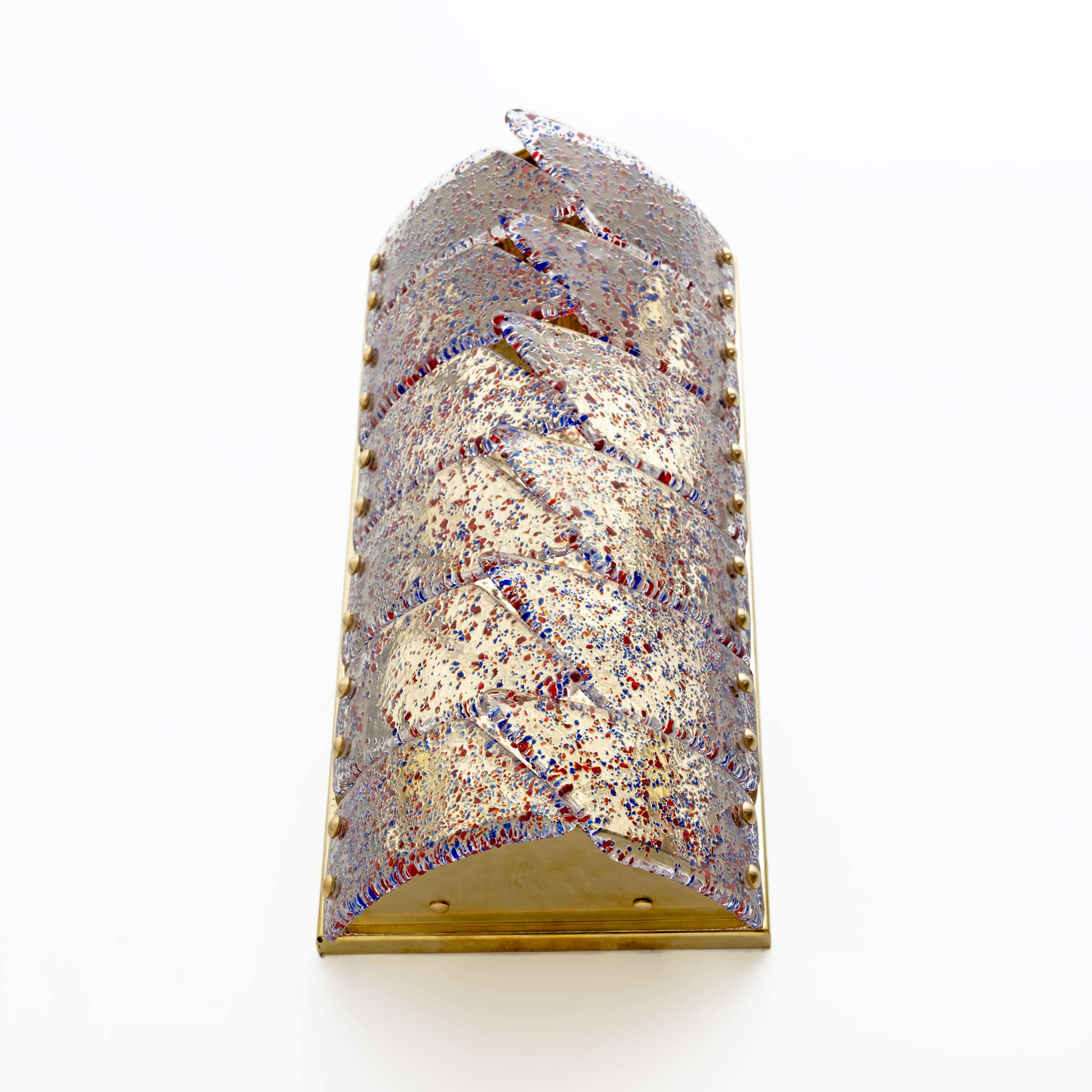 Pair of Mid-century Modern Style Italian Murano Glass and Brass Sconces