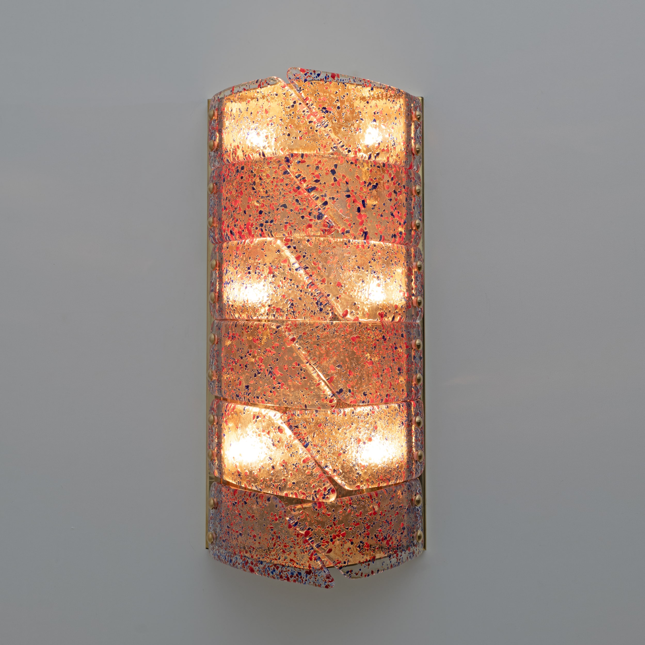 Pair of Mid-century Modern Style Italian Murano Glass and Brass Sconces