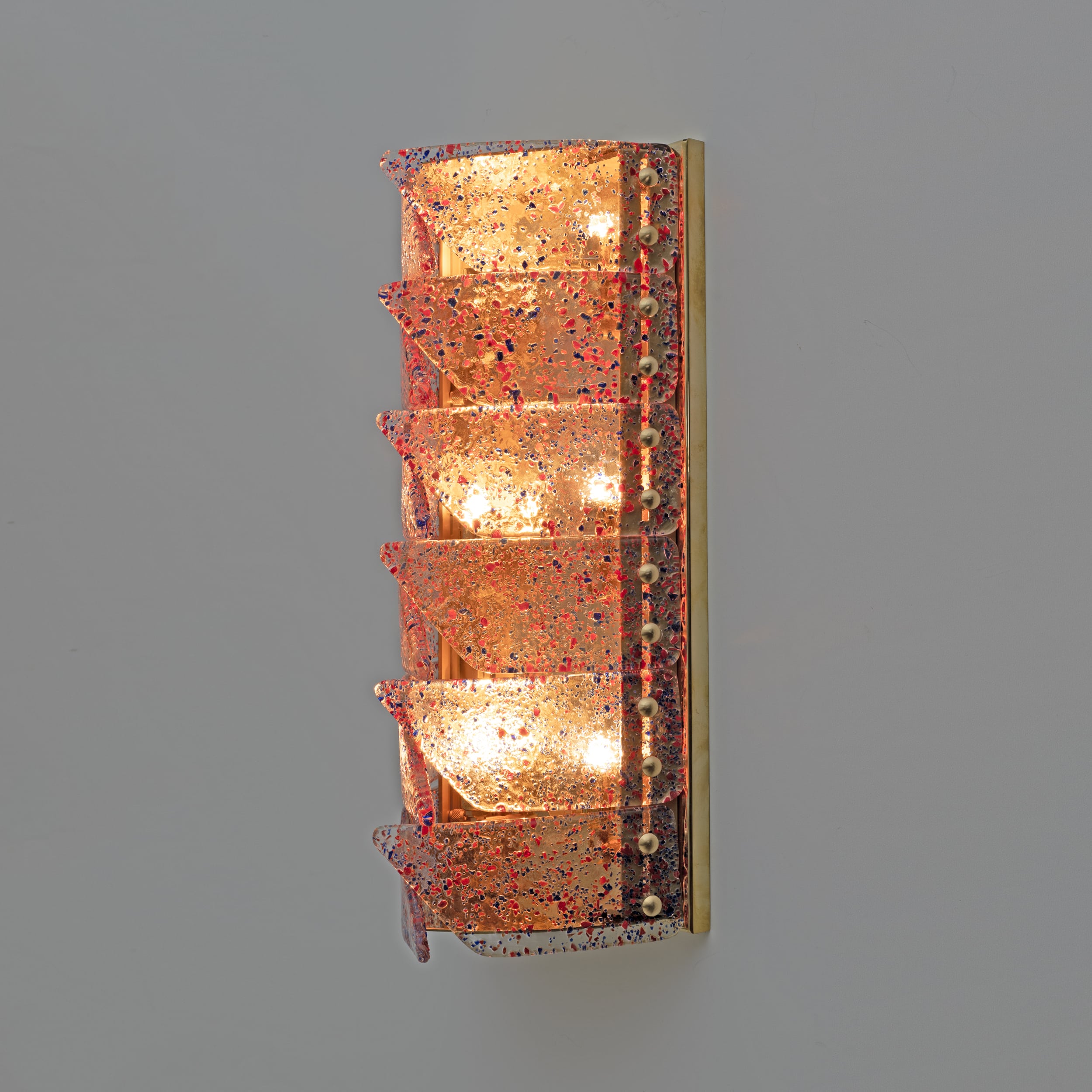 Pair of Mid-century Modern Style Italian Murano Glass and Brass Sconces