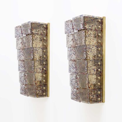 Pair of Mid-century Modern Style Italian Murano Glass and Brass Sconces - Image 2