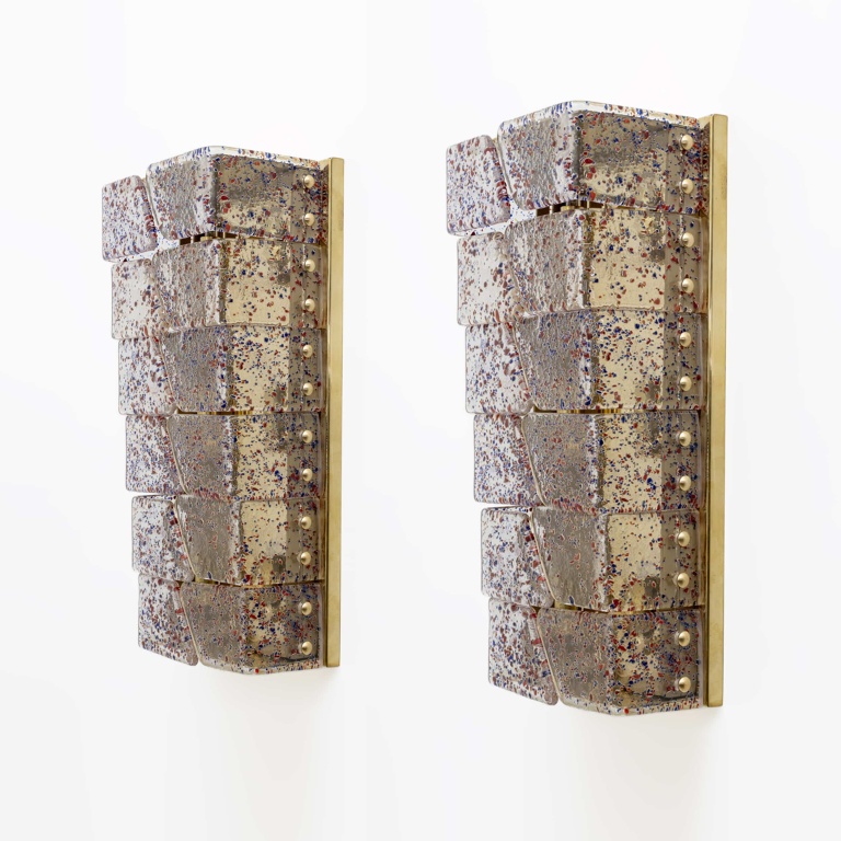 Pair of Mid-century Modern Style Italian Murano Glass and Brass Sconces - Image 2