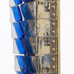 Pair of Mid-century Modern Style Italian Murano Glass and Brass Sconces