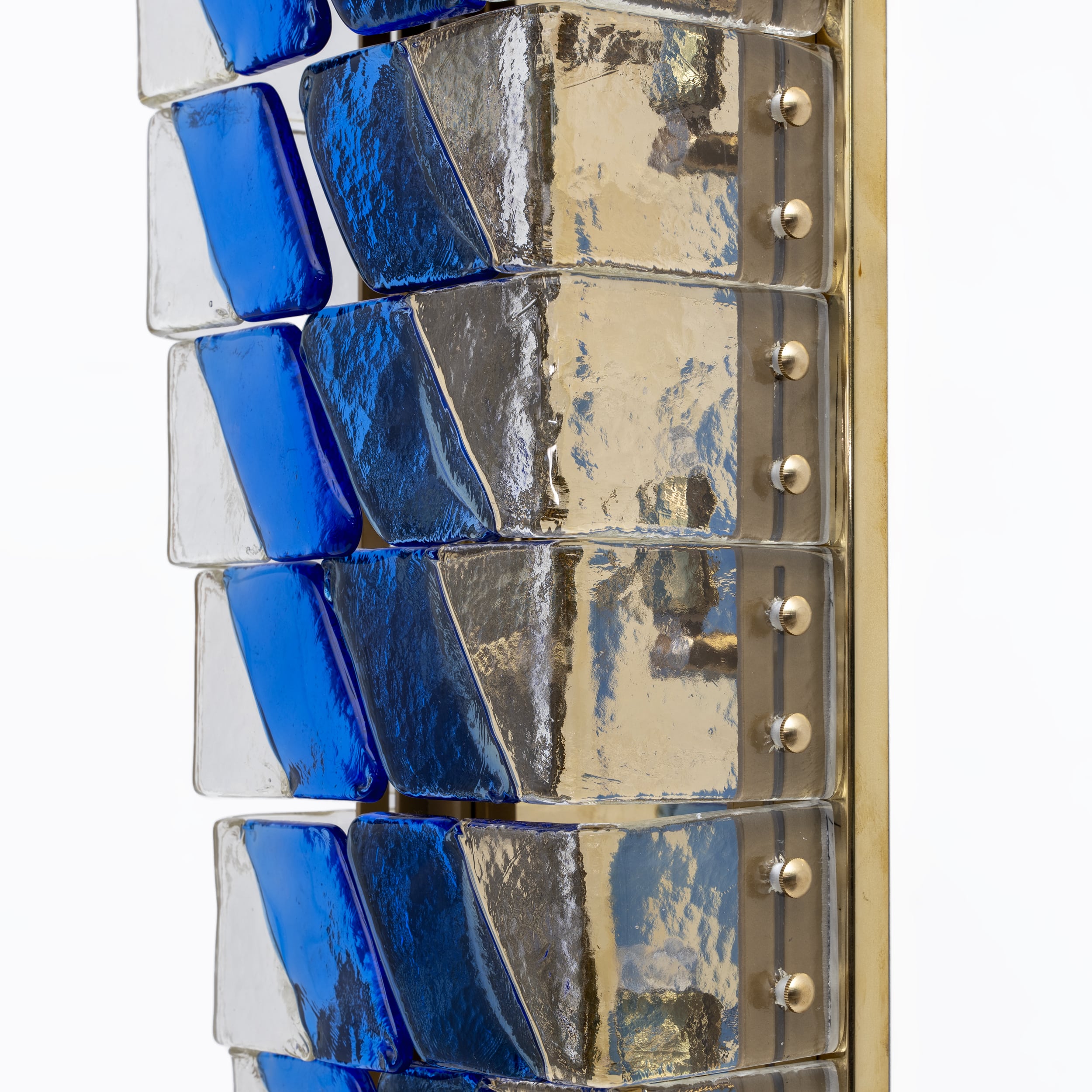 Pair of Mid-century Modern Style Italian Murano Glass and Brass Sconces