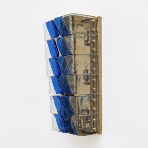 Pair of Mid-century Modern Style Italian Murano Glass and Brass Sconces