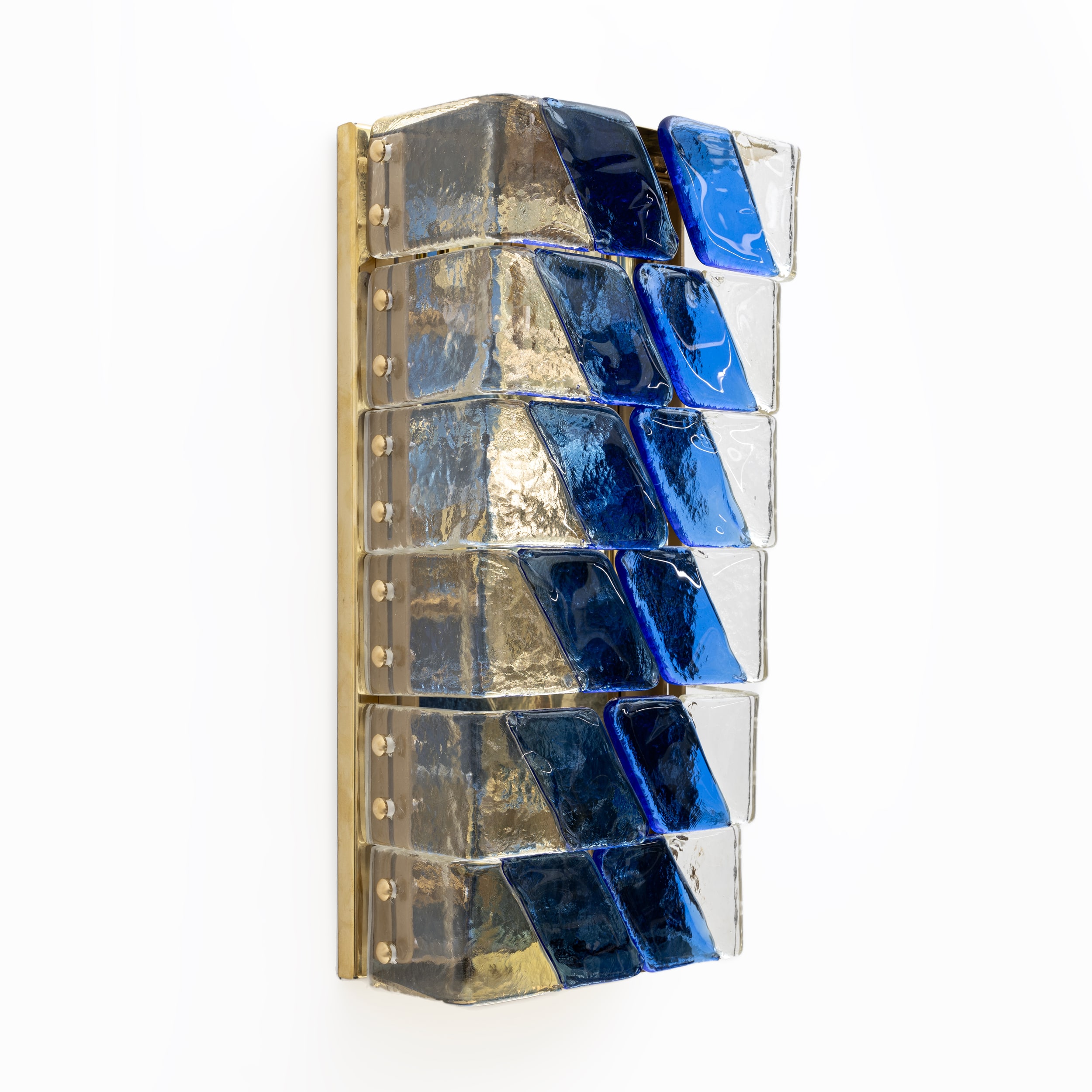Pair of Mid-century Modern Style Italian Murano Glass and Brass Sconces
