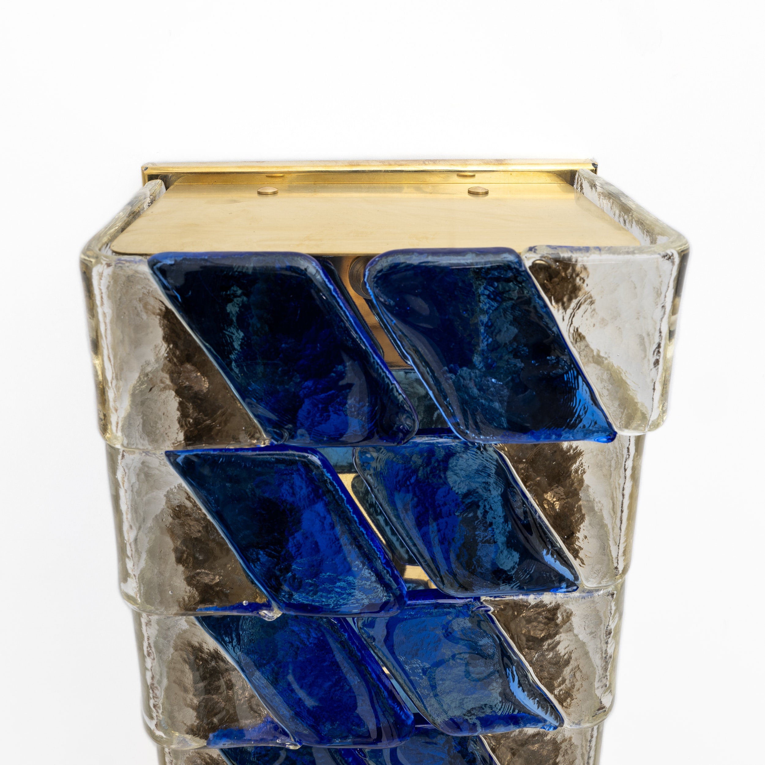 Pair of Mid-century Modern Style Italian Murano Glass and Brass Sconces