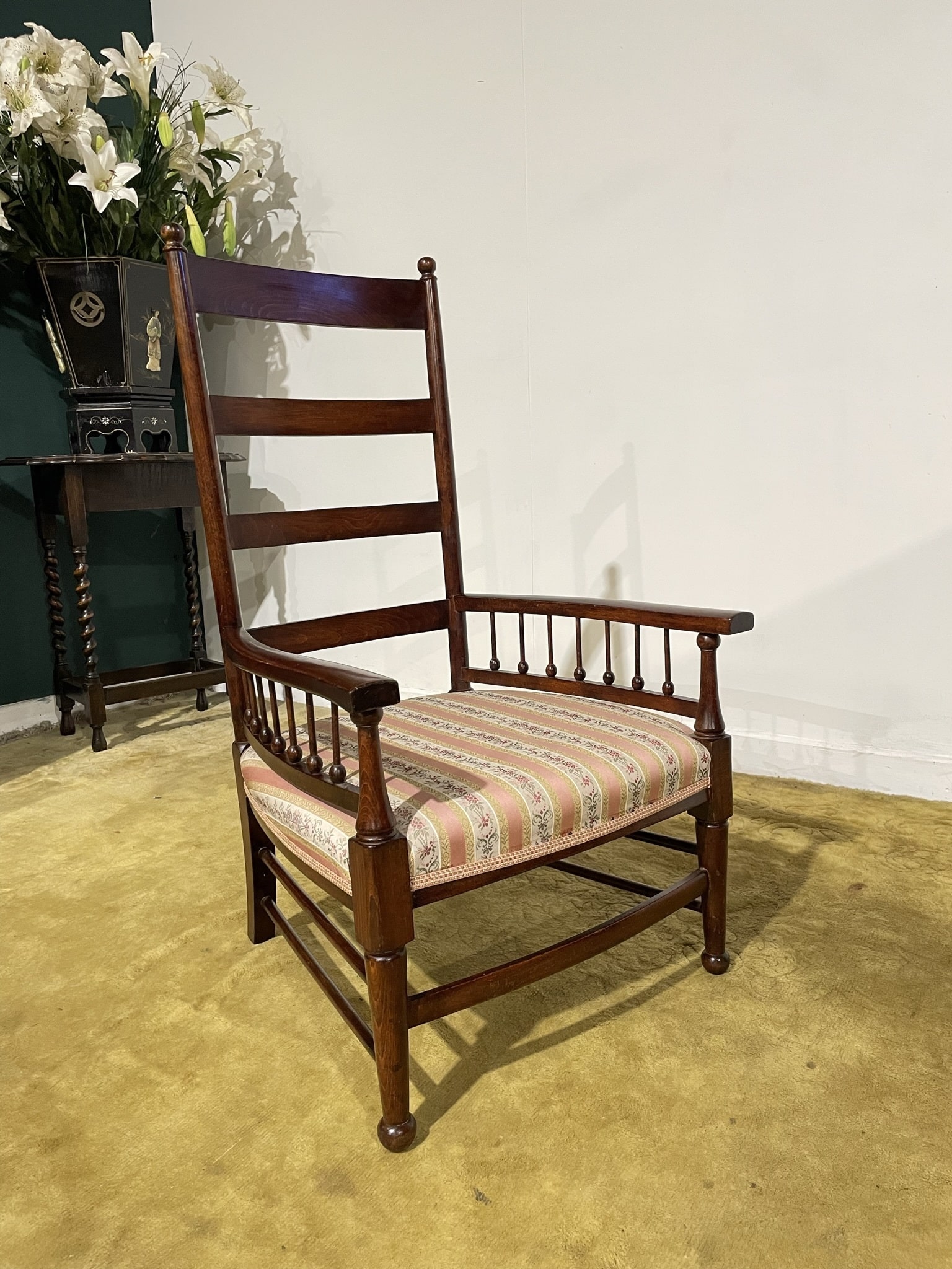 Arts & Crafts Beech Ladder Back Nursing Chair