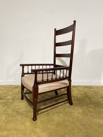 Arts & Crafts Beech Ladder Back Nursing Chair - Image 3