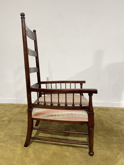 Arts & Crafts Beech Ladder Back Nursing Chair - Image 5