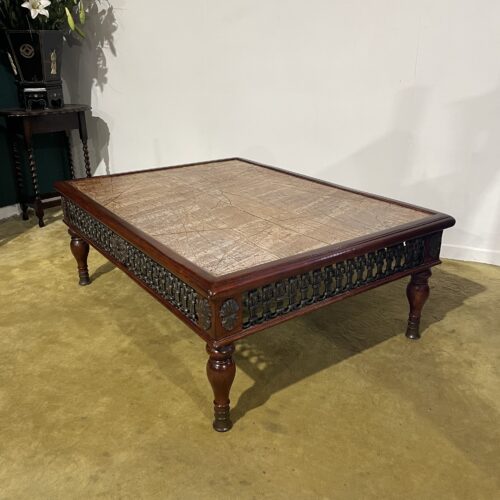 Cast Iron Spanish Occasional Table With Slate Marble Top